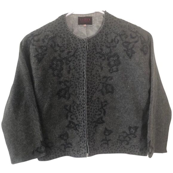 Vintage Women’s Cardigan Angora Medium Mixed Lined Embellished Long sleeve - Picture 1 of 11
